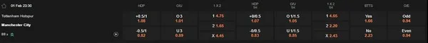 prediction Tottenham vs Man City 01022026