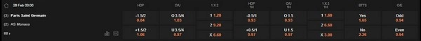 prediction Paris Saint Germain vs Monaco 26022026